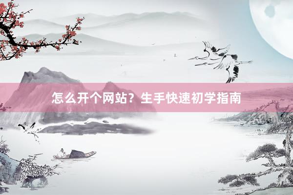 怎么开个网站？生手快速初学指南